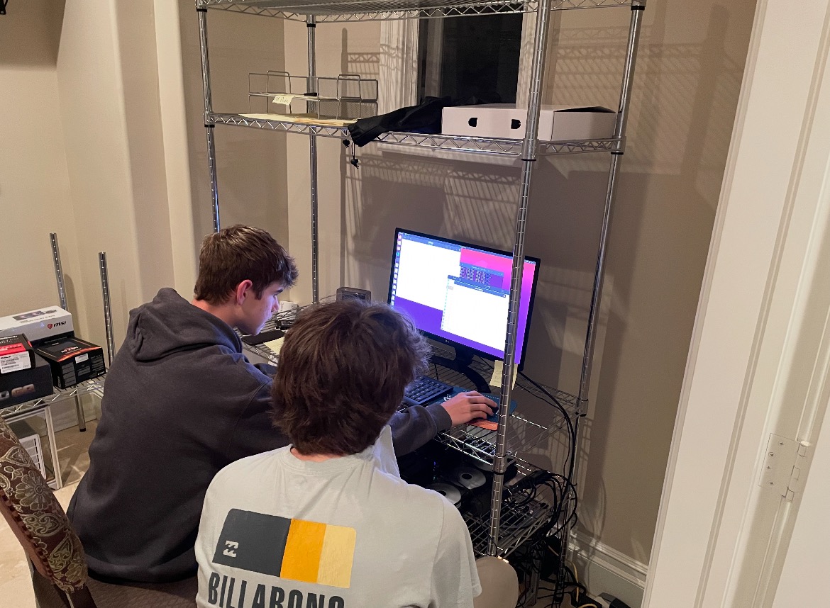 Archive photo of London working on a computer setup in 2021